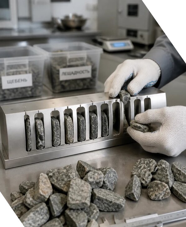 Лабораторное определение показателя лещадности щебня в Чусовой