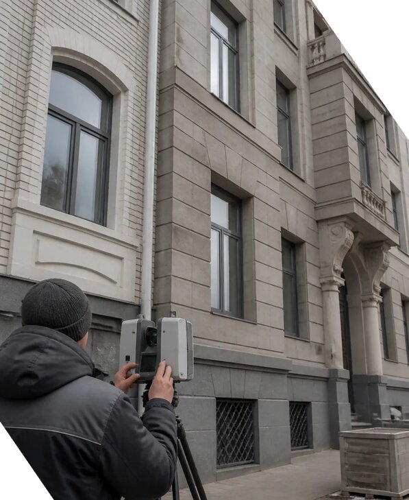 Лазерное сканирование фасадов зданий для обследования в Чусовой